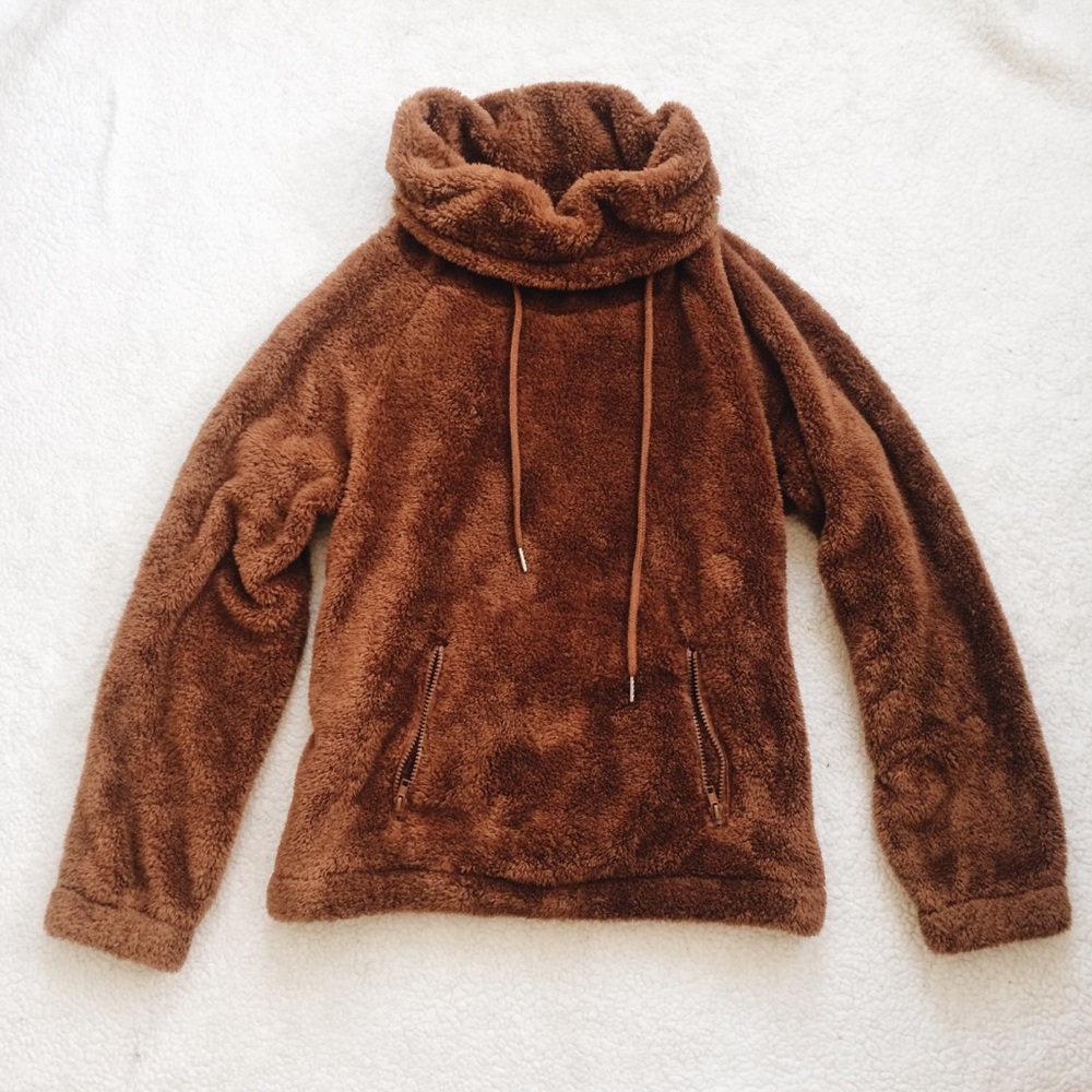 Faux Fur Cowl Neck Sweater